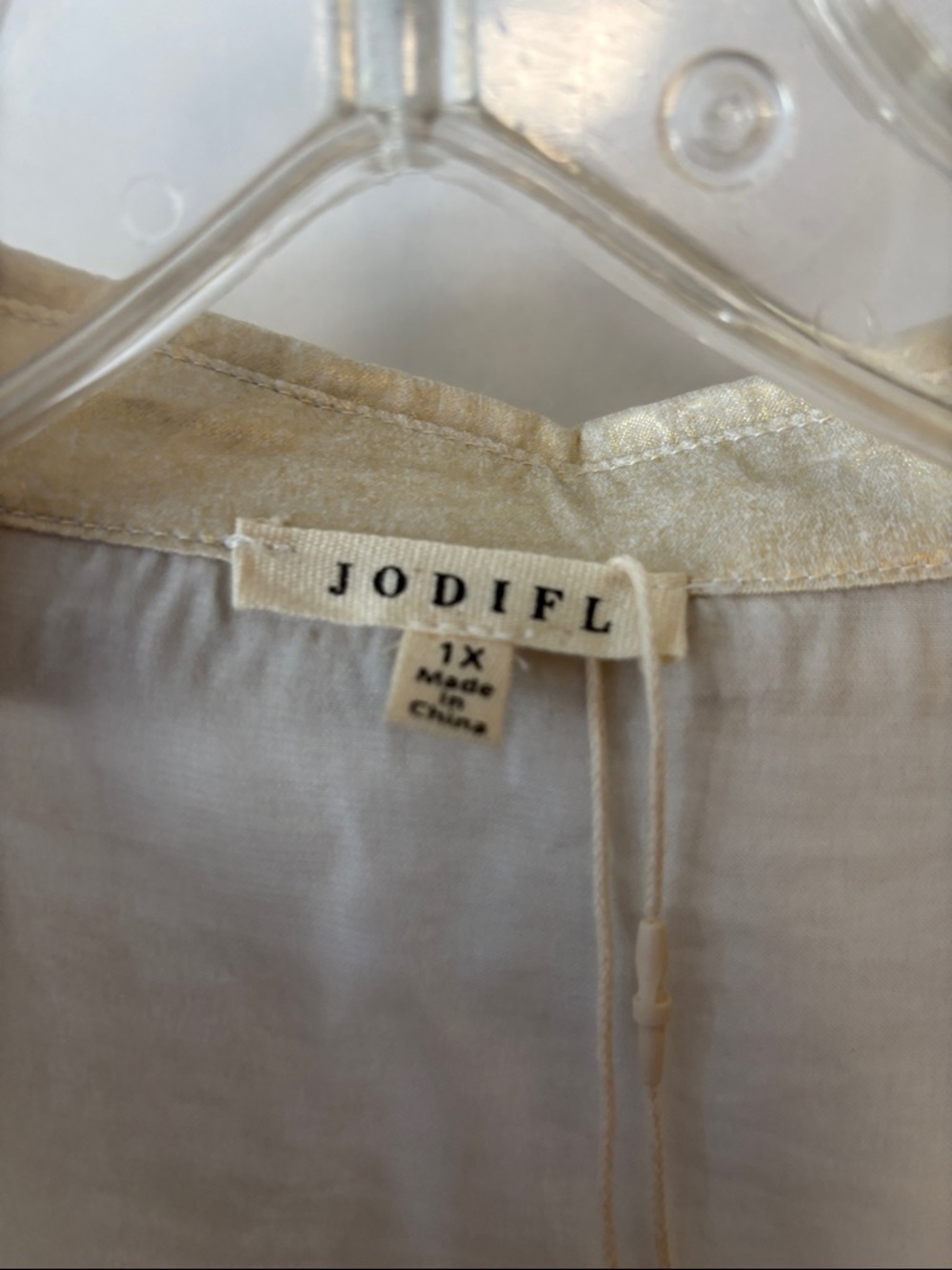 JODIFL Shimmery Gold V-Neck Blouse pit to pit 36” - Picture 7 of 10